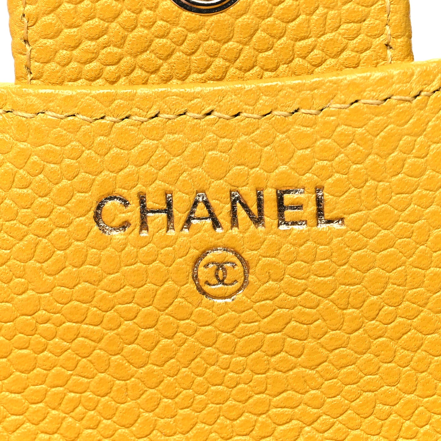 Caviar Quilted Compact Flap Wallet Yellow