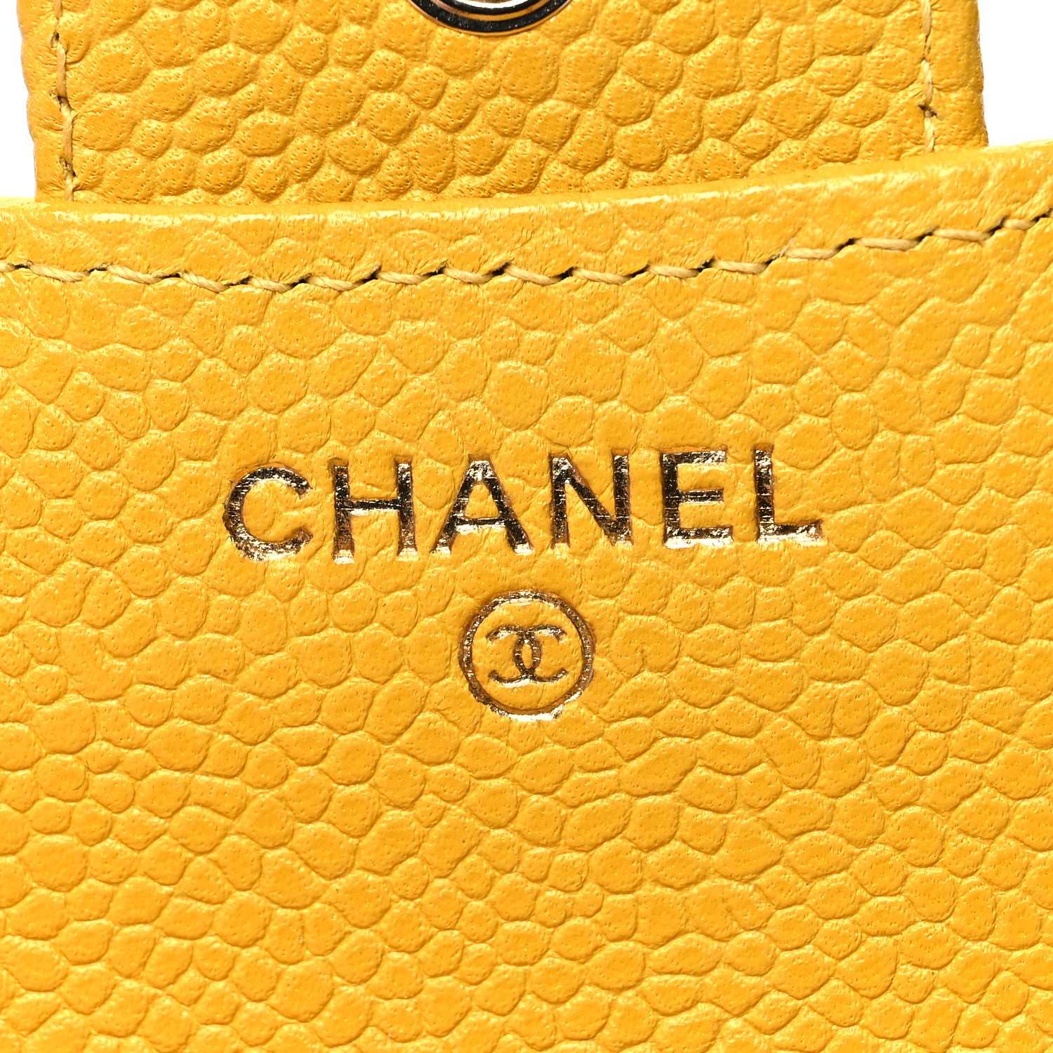 Chanel Caviar Quilted Compact Flap Wallet Yellow 6 of 14