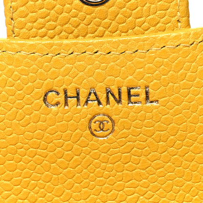 Chanel Caviar Quilted Compact Flap Wallet Yellow 6 of 14