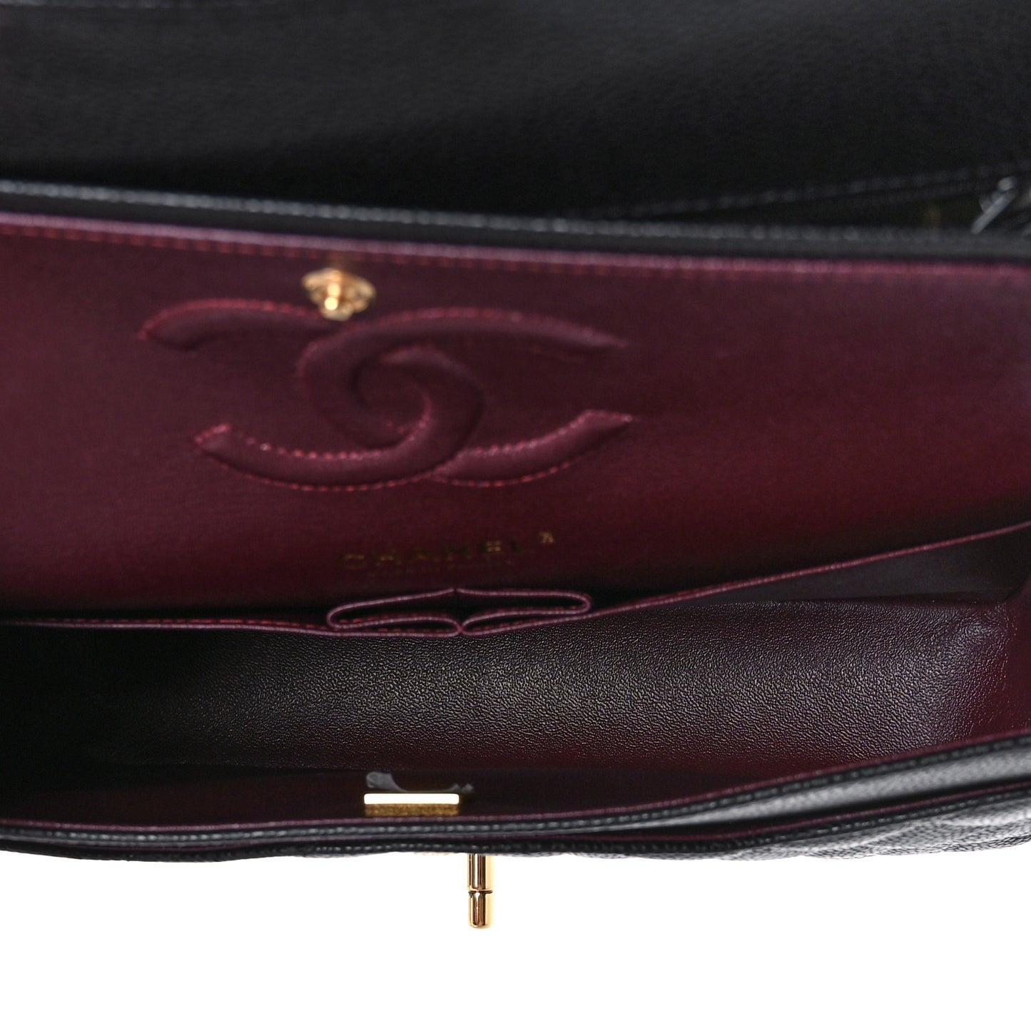Caviar Quilted Medium Double Flap Black