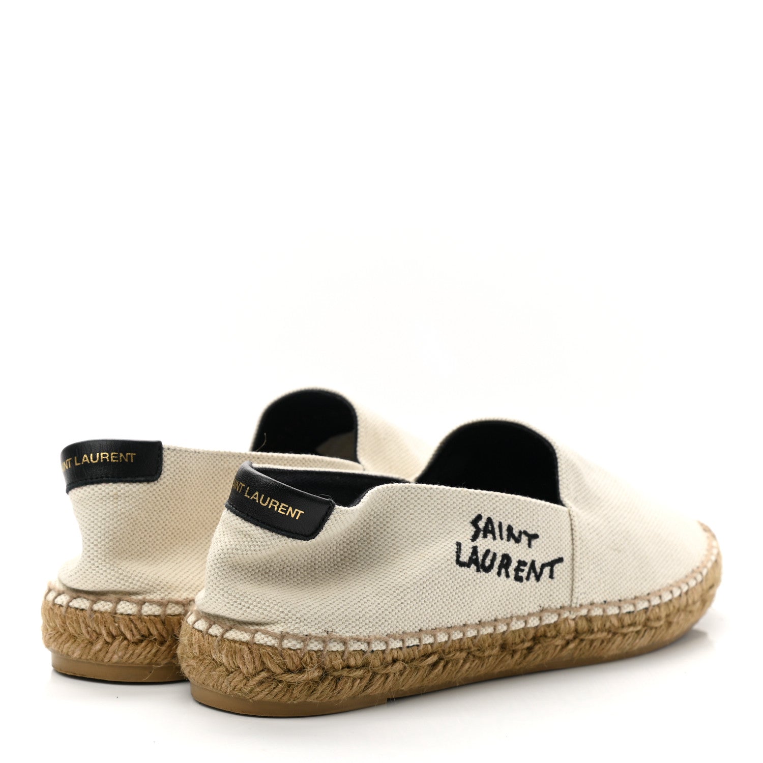 Saint Laurent Canvas Nappa Elba Light Logo Embroidered Espadrilles 39.5 Panna 4 of 8