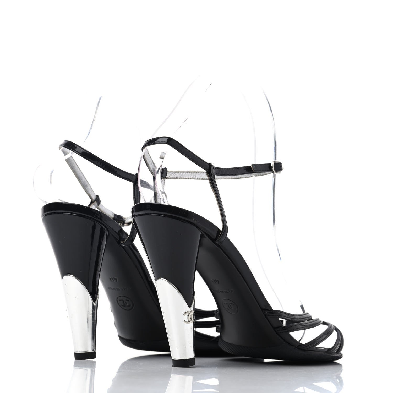 Chanel Patent CC Sandals 40 Black 3 of 4