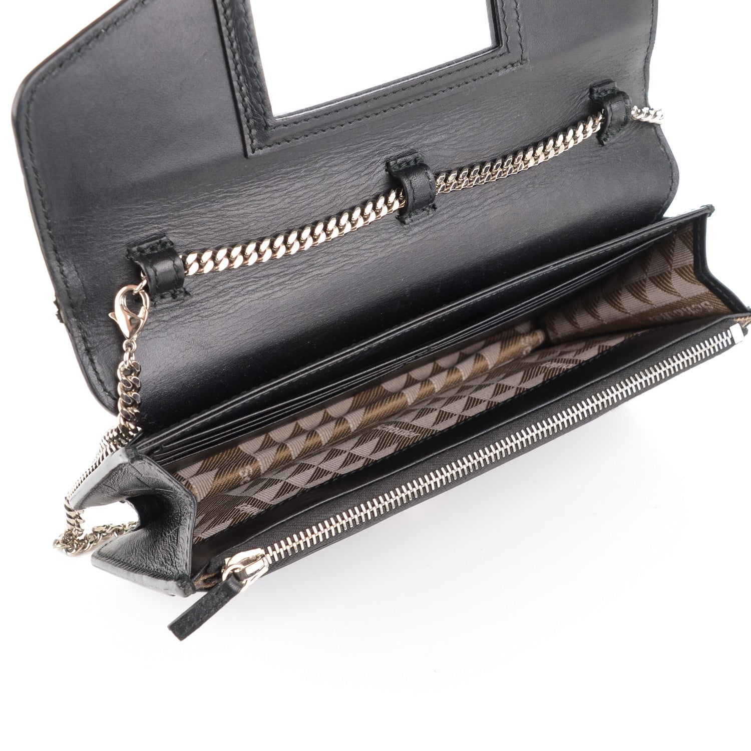 Proenza Schouler Calfskin Embossed Crosshatch PS11 Chain Wallet Black 5 of 6