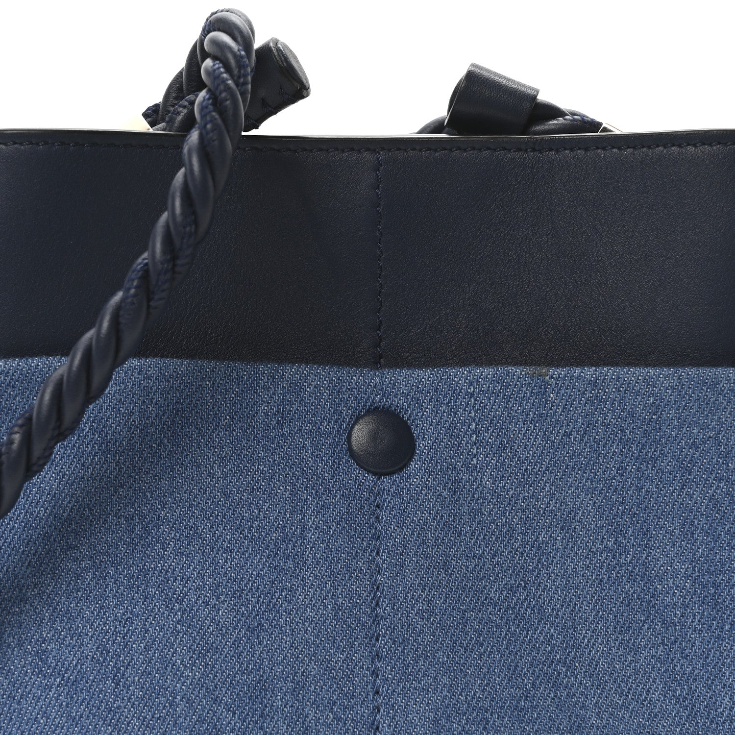 Chloe Linen Calfskin Small Key Bucket Bag Blue 7 of 9