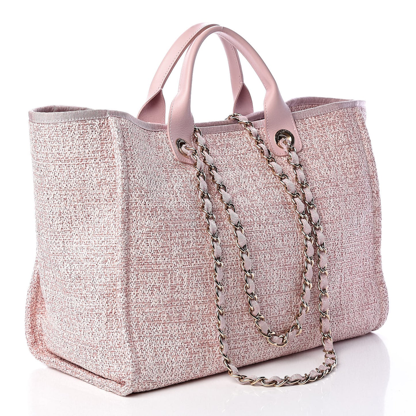 Straw Lurex Large Deauville Tote Pink