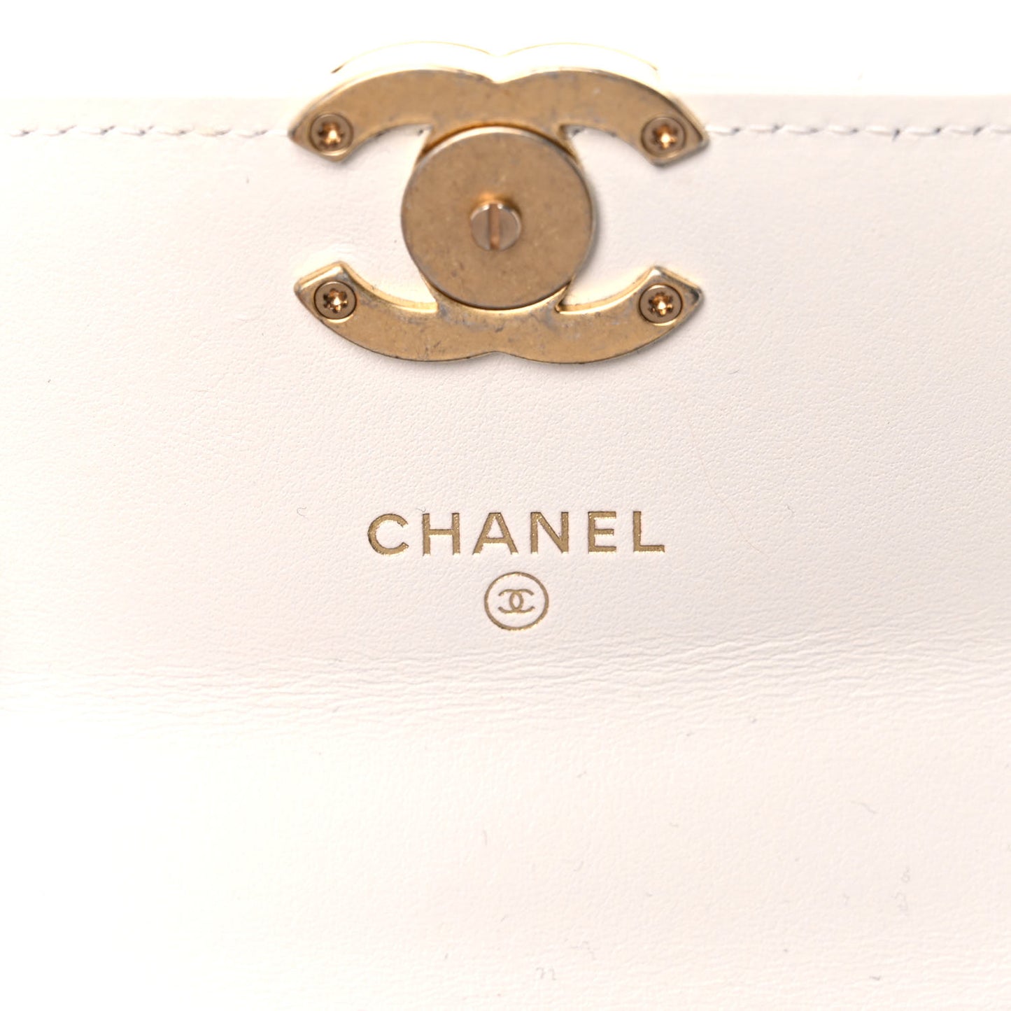 Calfskin Quilted Perfect Fit Coin Purse With Chain White