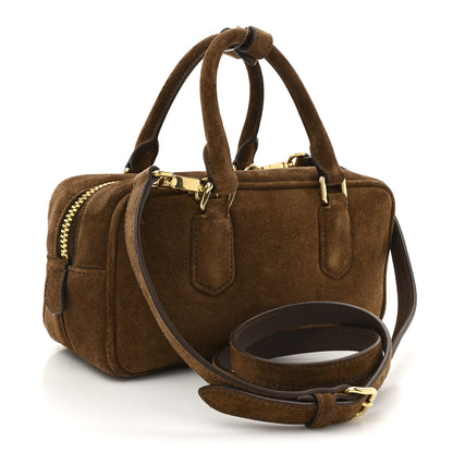Miu Miu Suede Padded Regular Arcadie Top Handle Bag Cocoa Brown 3 of 9