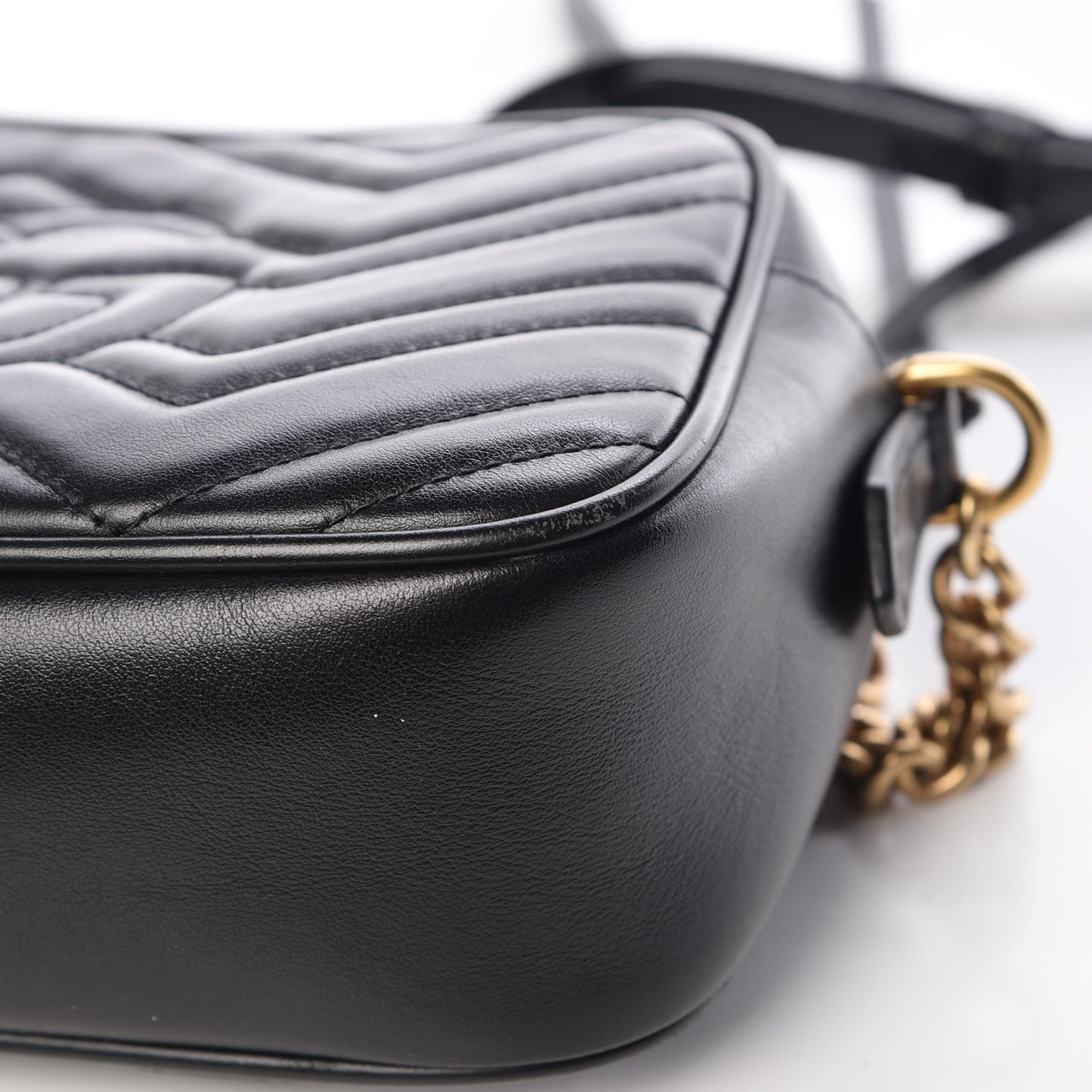 Calfskin Matelasse Small GG Marmont Chain Shoulder Bag Black