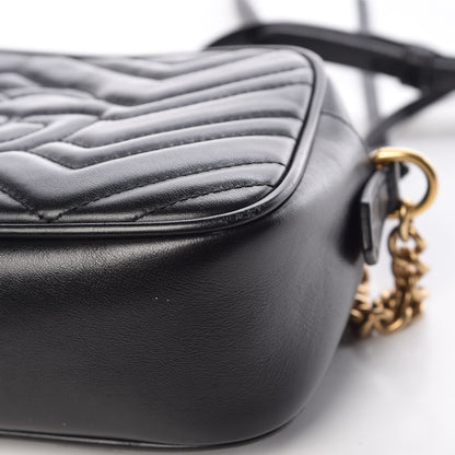 Gucci Calfskin Matelasse Small GG Marmont Chain Shoulder Bag Black 15 of 16