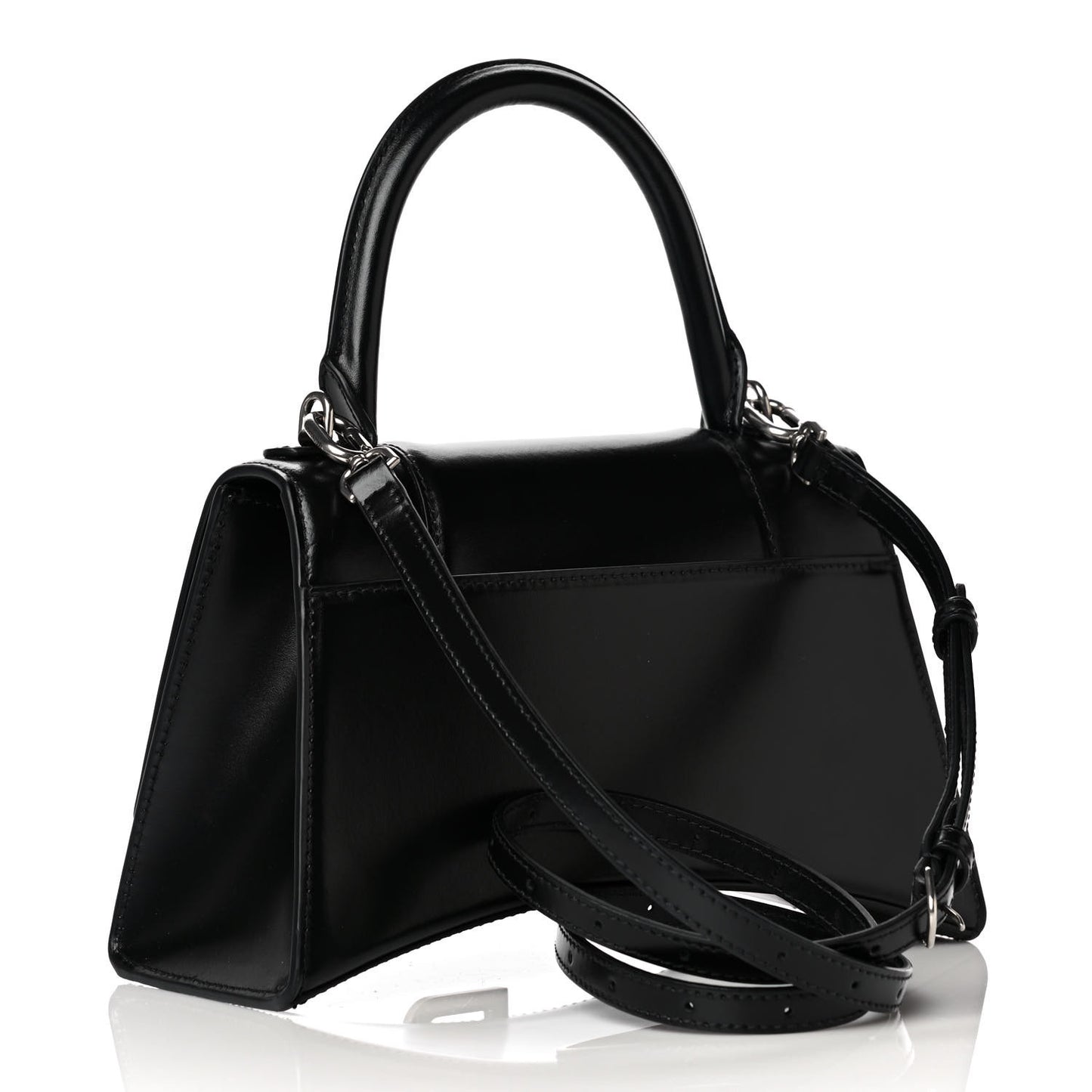 Shiny Box Calfskin Graffiti Logo Small Hourglass Top Handle Bag Black Pink
