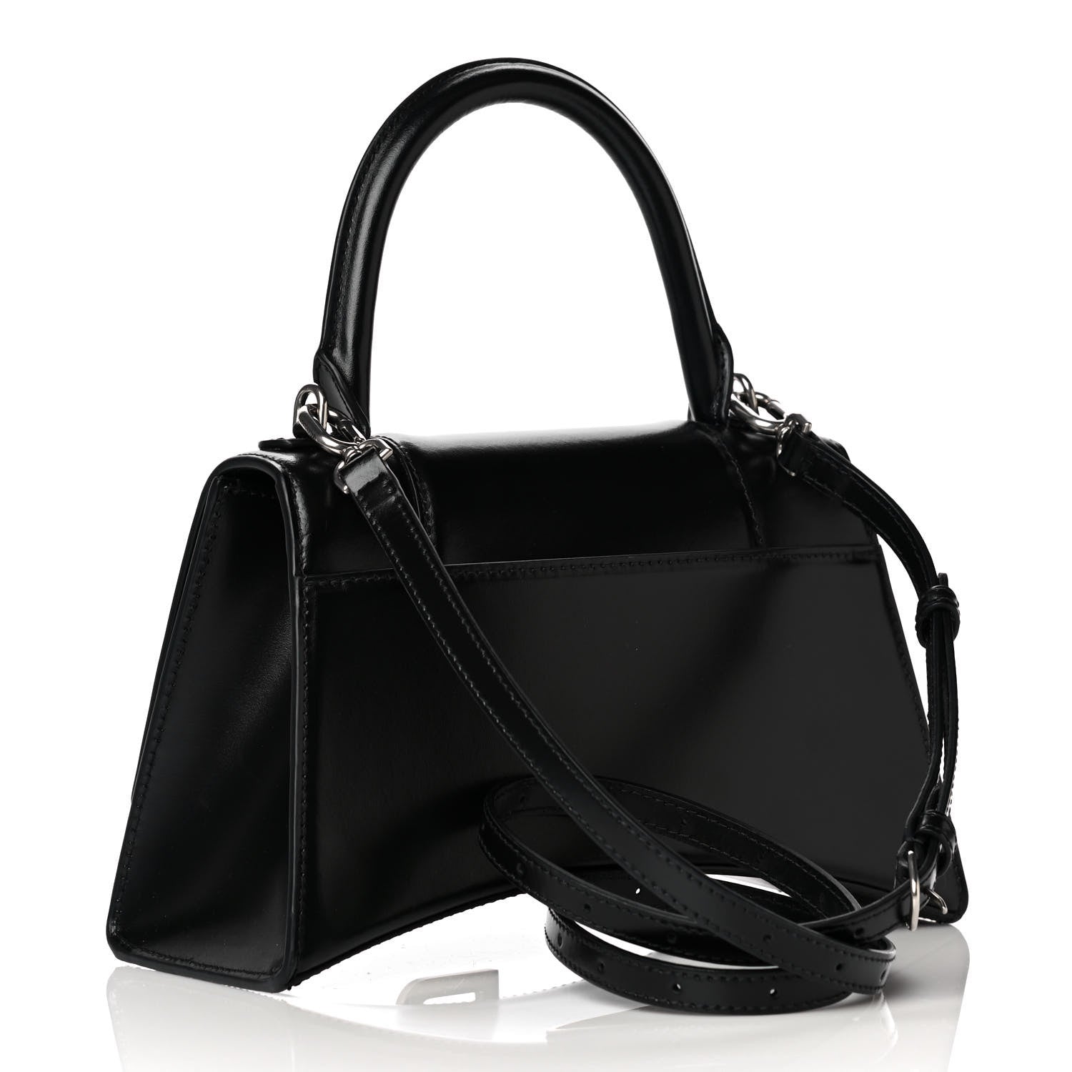 Balenciaga Shiny Box Calfskin Graffiti Logo Small Hourglass Top Handle Bag Black Pink 5 of 17