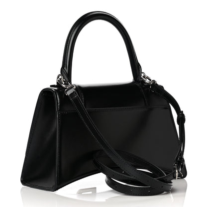 Balenciaga Shiny Box Calfskin Graffiti Logo Small Hourglass Top Handle Bag Black Pink 5 of 17