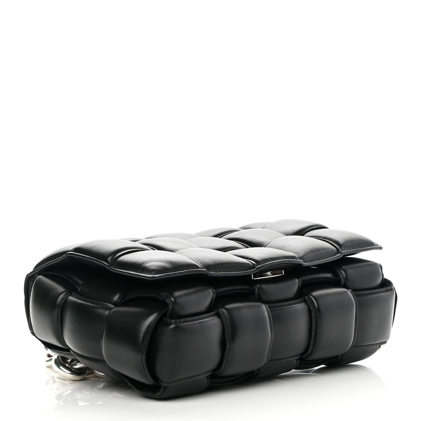 Lambskin Maxi Intreccio Padded Chain Cassette Crossbody Bag Black