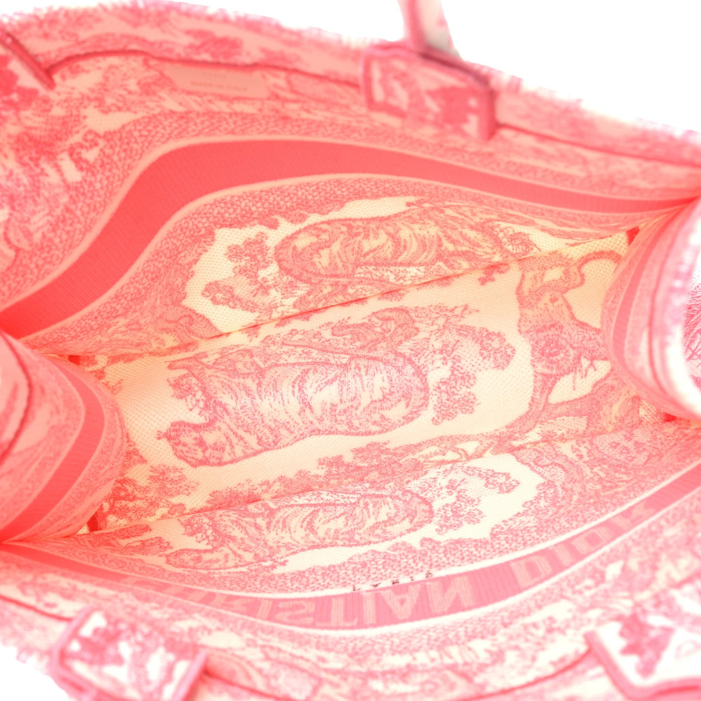 Canvas Embroidered Medium Dioriviera Toile De Jouy Book Tote Peony Pink