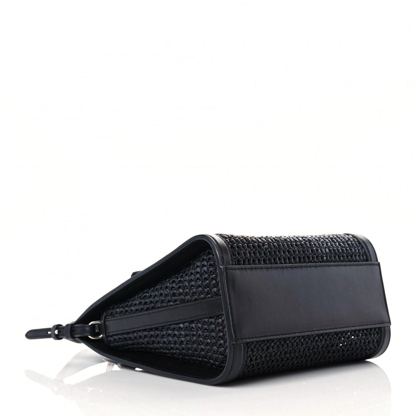 Raffia Calfskin The Short Story Tote Bag Black