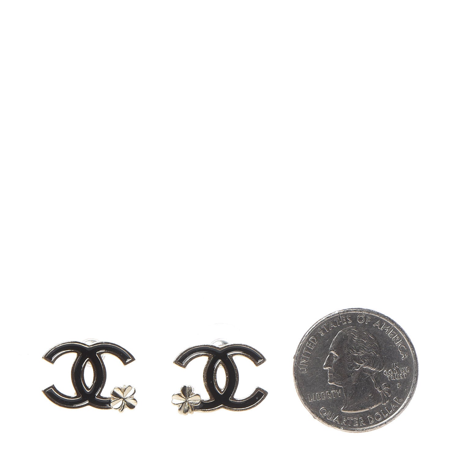 Chanel Enamel CC Clover Earrings Black Gold 2 of 5