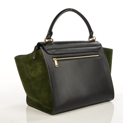 Celine Natural Calfskin Suede Medium Bi-Color Trapeze Black 2 of 27