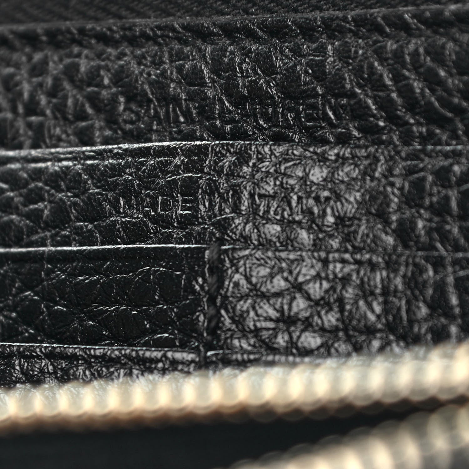 Saint Laurent Grained Calfskin Classic Zip Around Continental Wallet Black 6 of 6