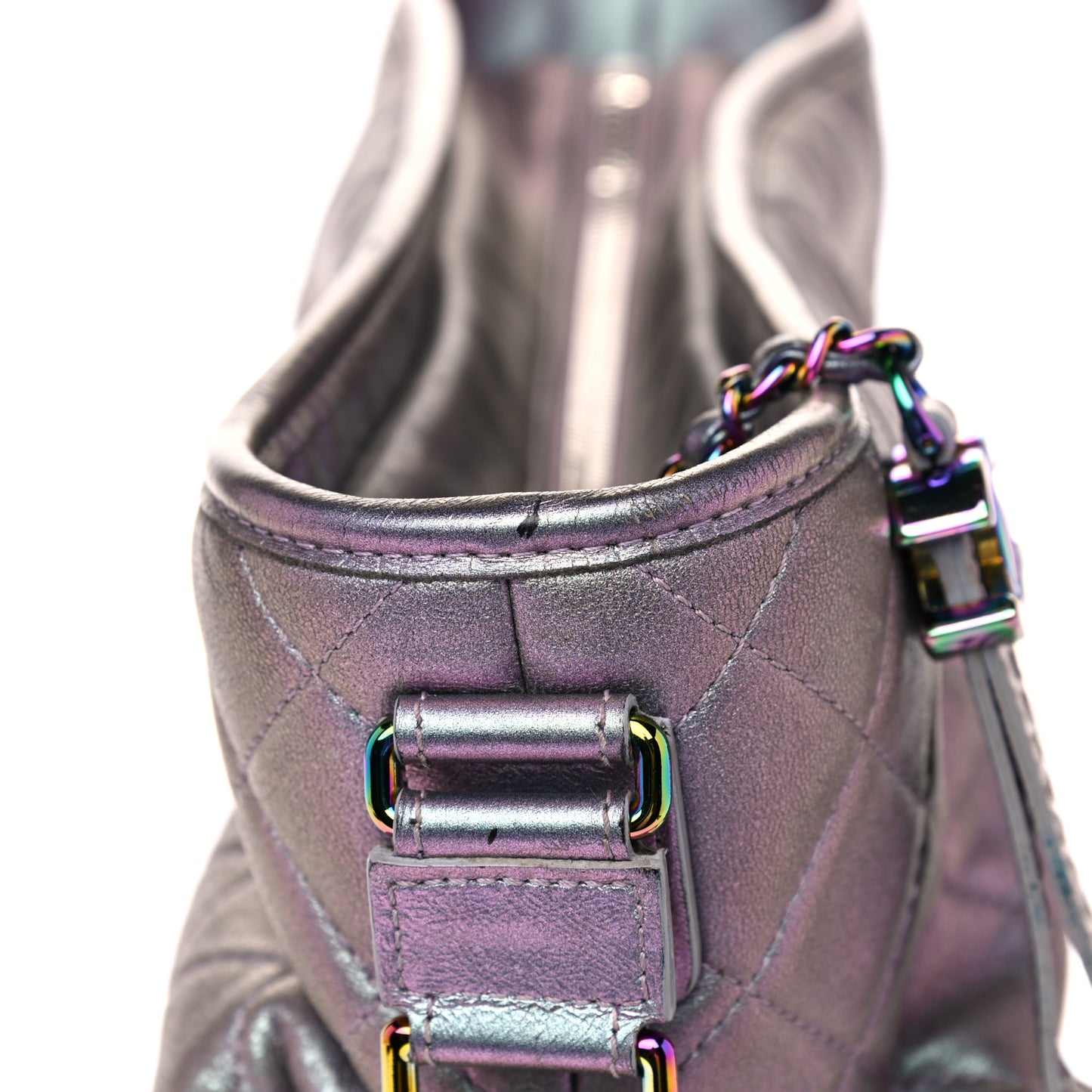 Iridescent Lambskin Calfskin Quilted Medium Gabrielle Hobo Light Purple