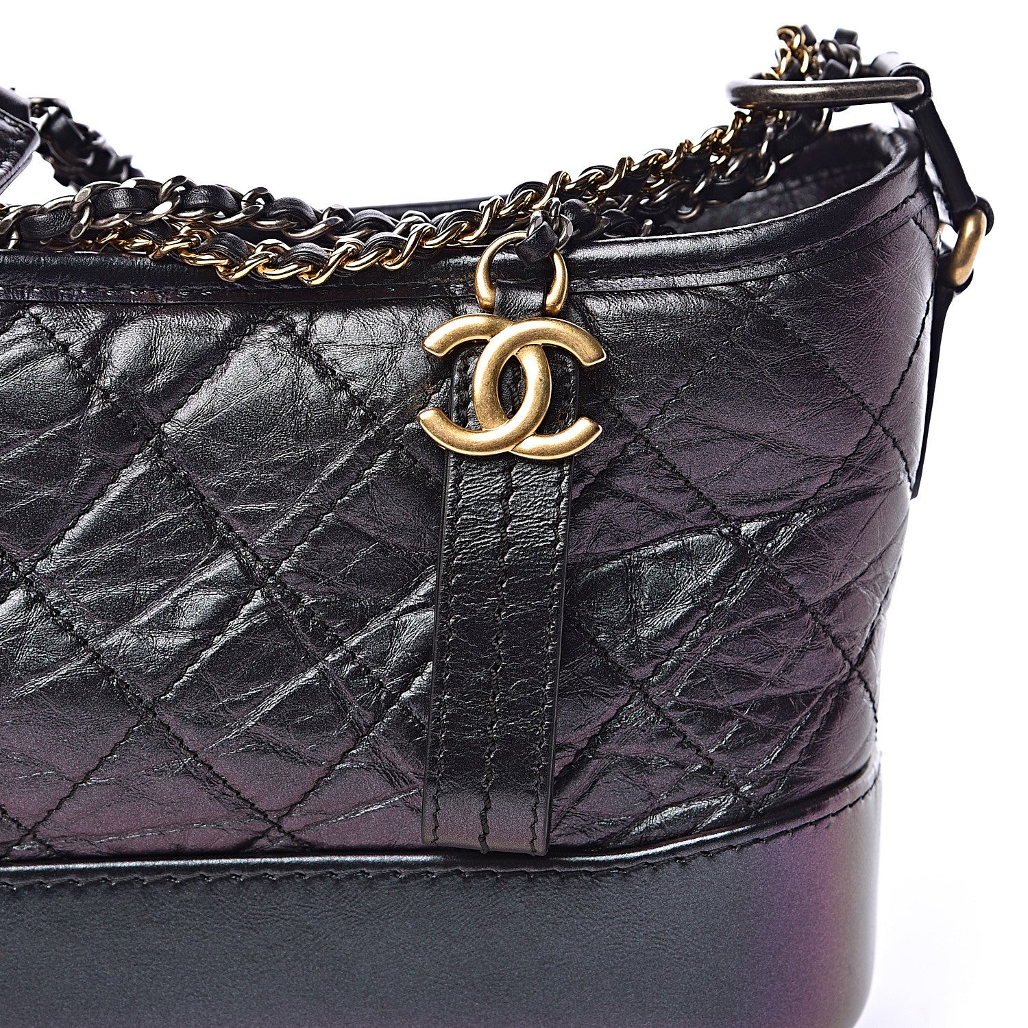 Chanel Iridescent Aged Calfskin Quilted Small Gabrielle Hobo Black 10 of 10