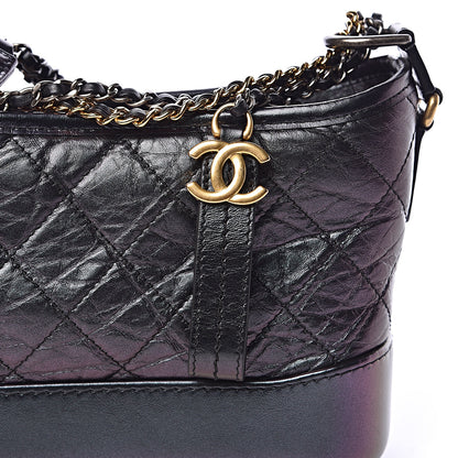 Chanel Iridescent Aged Calfskin Quilted Small Gabrielle Hobo Black 10 of 10