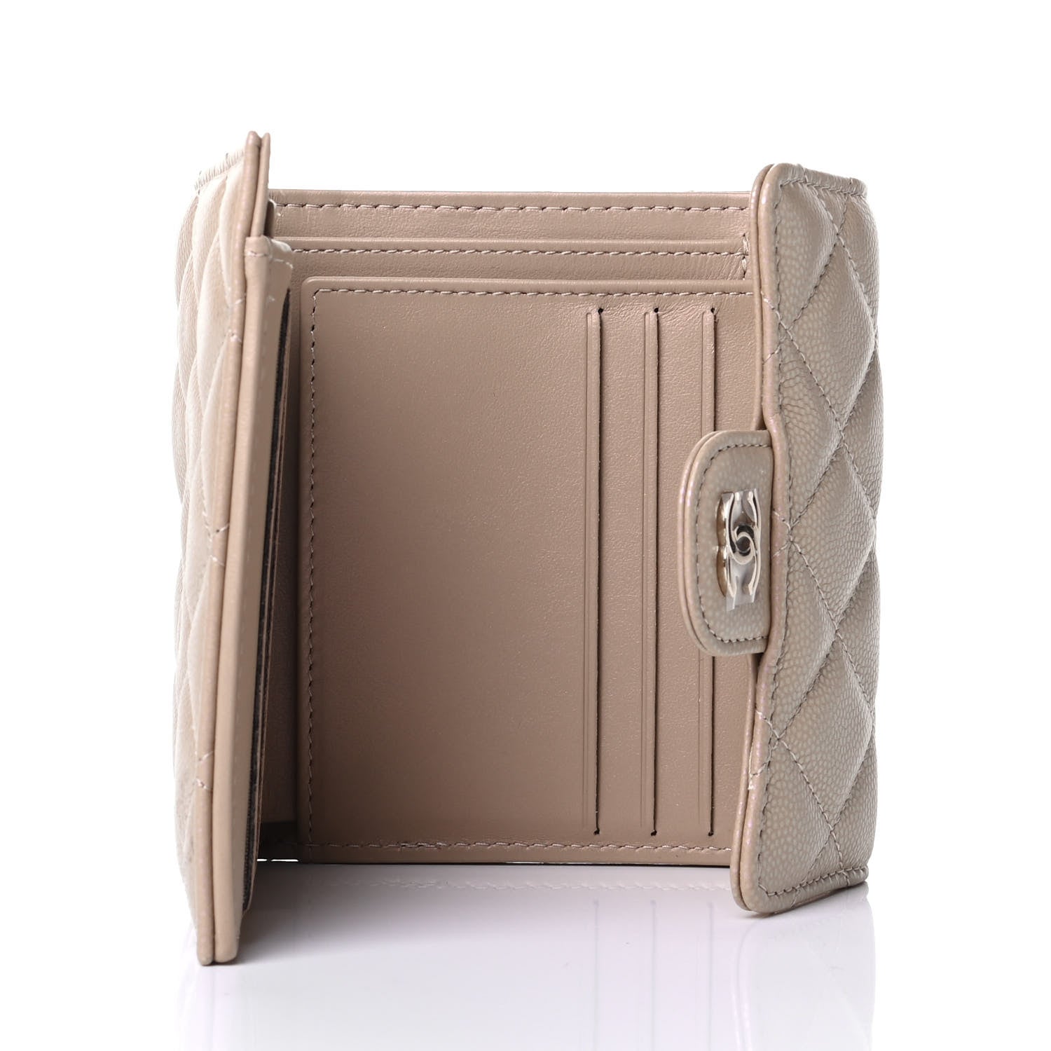 Chanel Iridescent Caviar Quilted Compact Flap Wallet Dark Beige 4 of 5