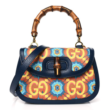 Gucci Calfskin Kaleidoscope Medium Bamboo 1947 Top Handle Bag Blue Orange Multicolor Blue Agata 1 of 8