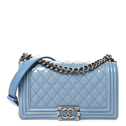 Chanel Patent Calfskin Medium Plexiglass Boy Flap Light Blue 1 of 10