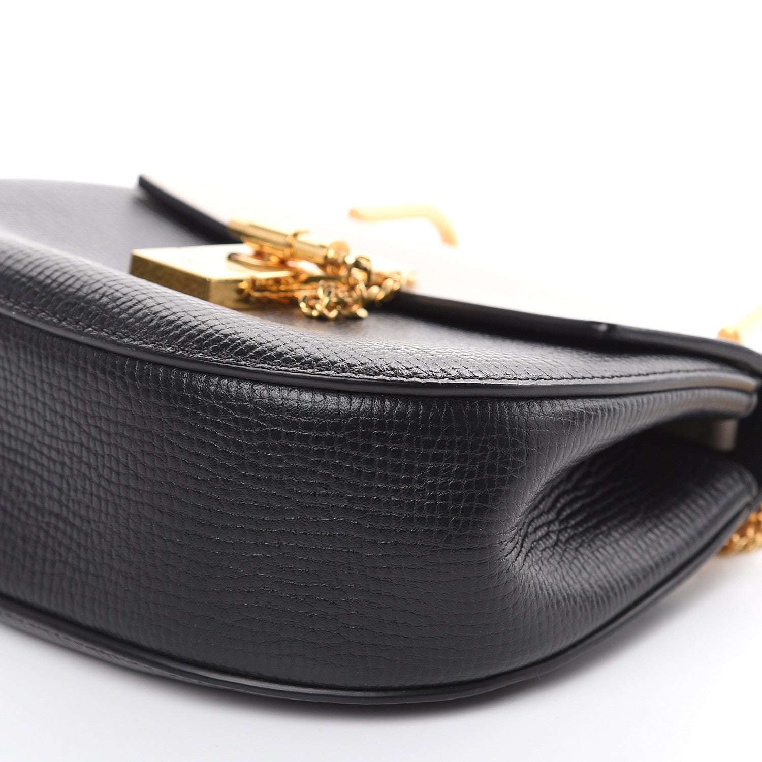 Chloe Grained Calfskin Lambskin Mini Bi-Color Drew Shoulder Bag Black Powder Beige 10 of 12