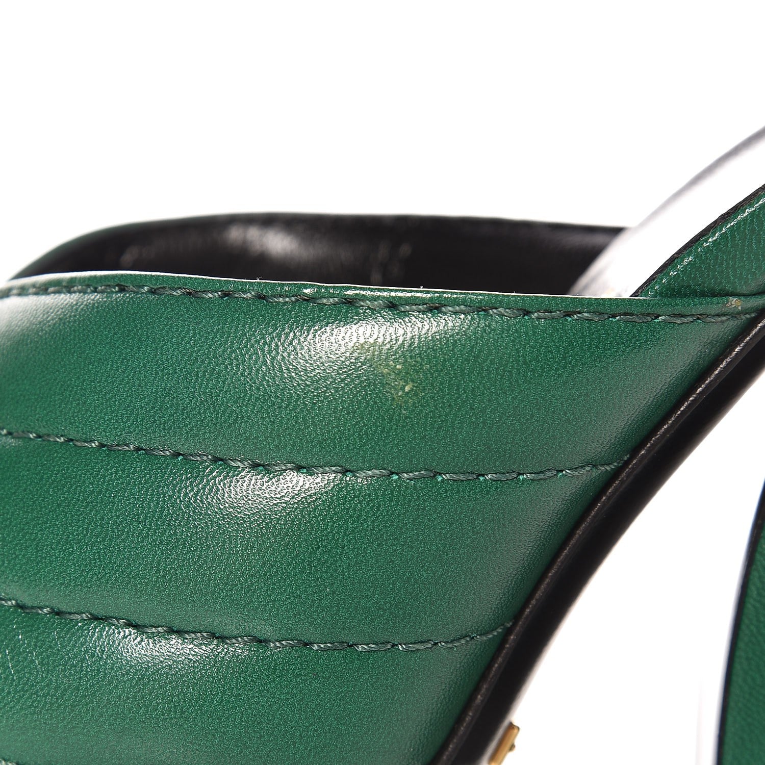 Gucci Malaga Kid Webby Crossover High Heel Slide Sandals 38.5 Emerald 6 of 10