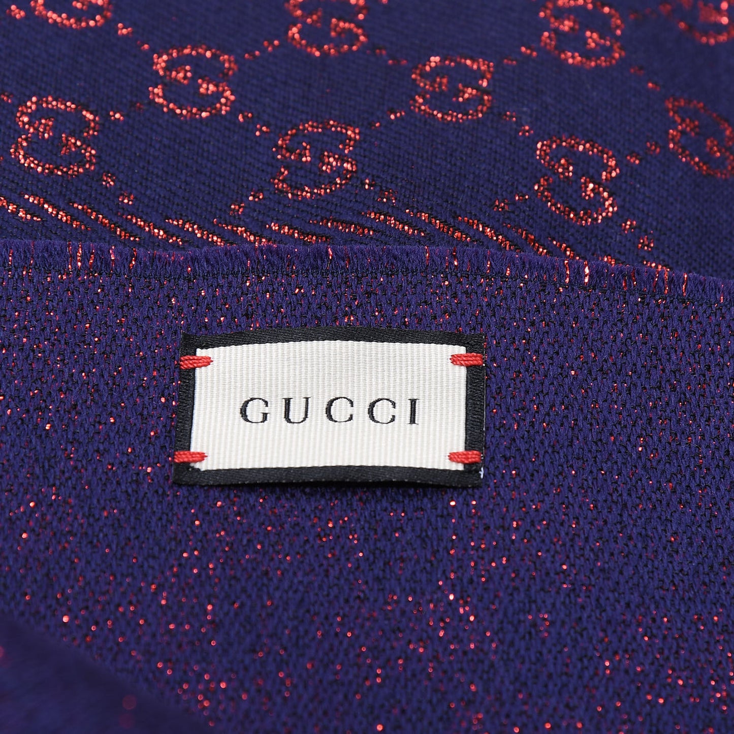 Wool Silk Jacquard GG Monogram Stenix Scarf Navy Red