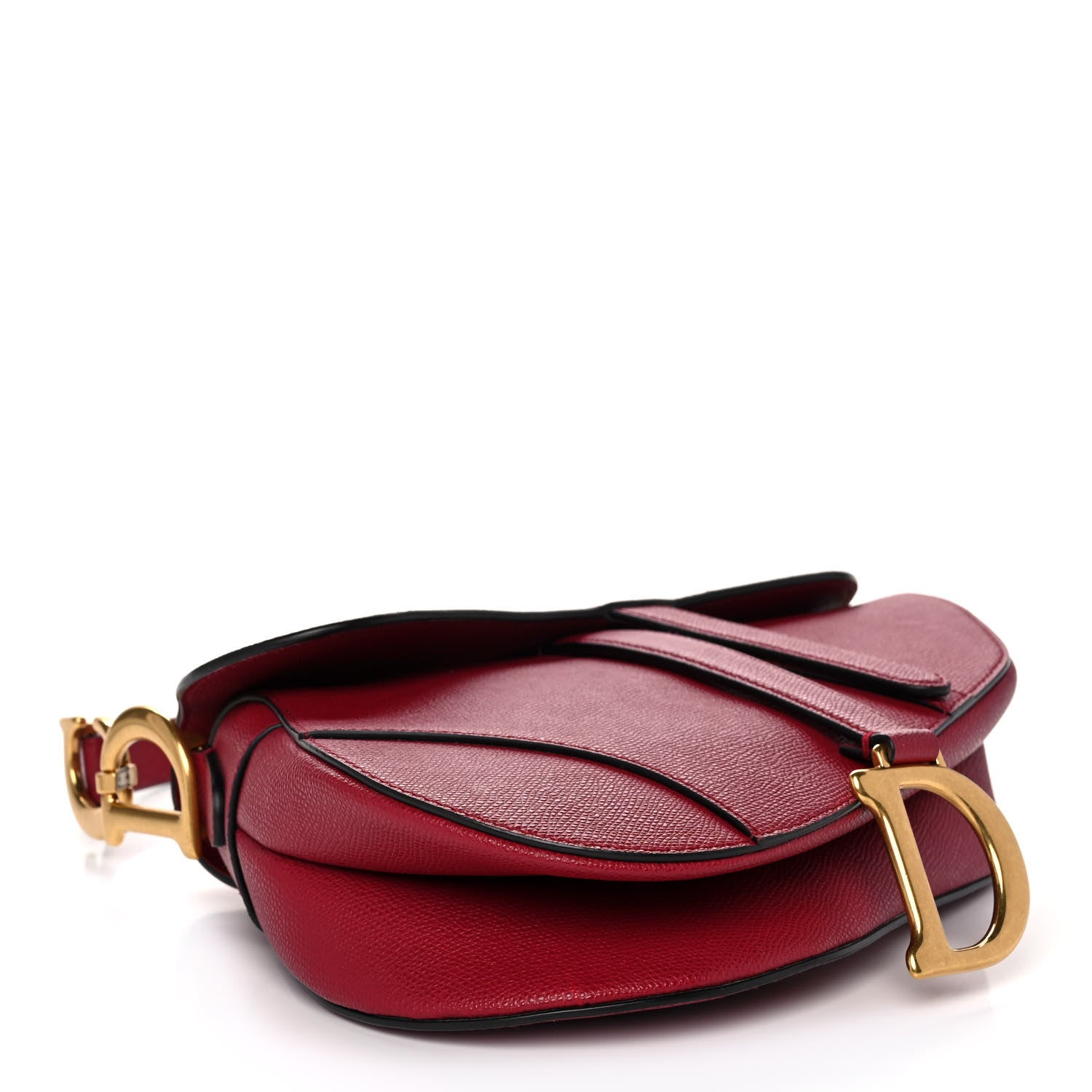 Christian Dior Grained Calfskin Saddle Bag Burgundy 3 of 12