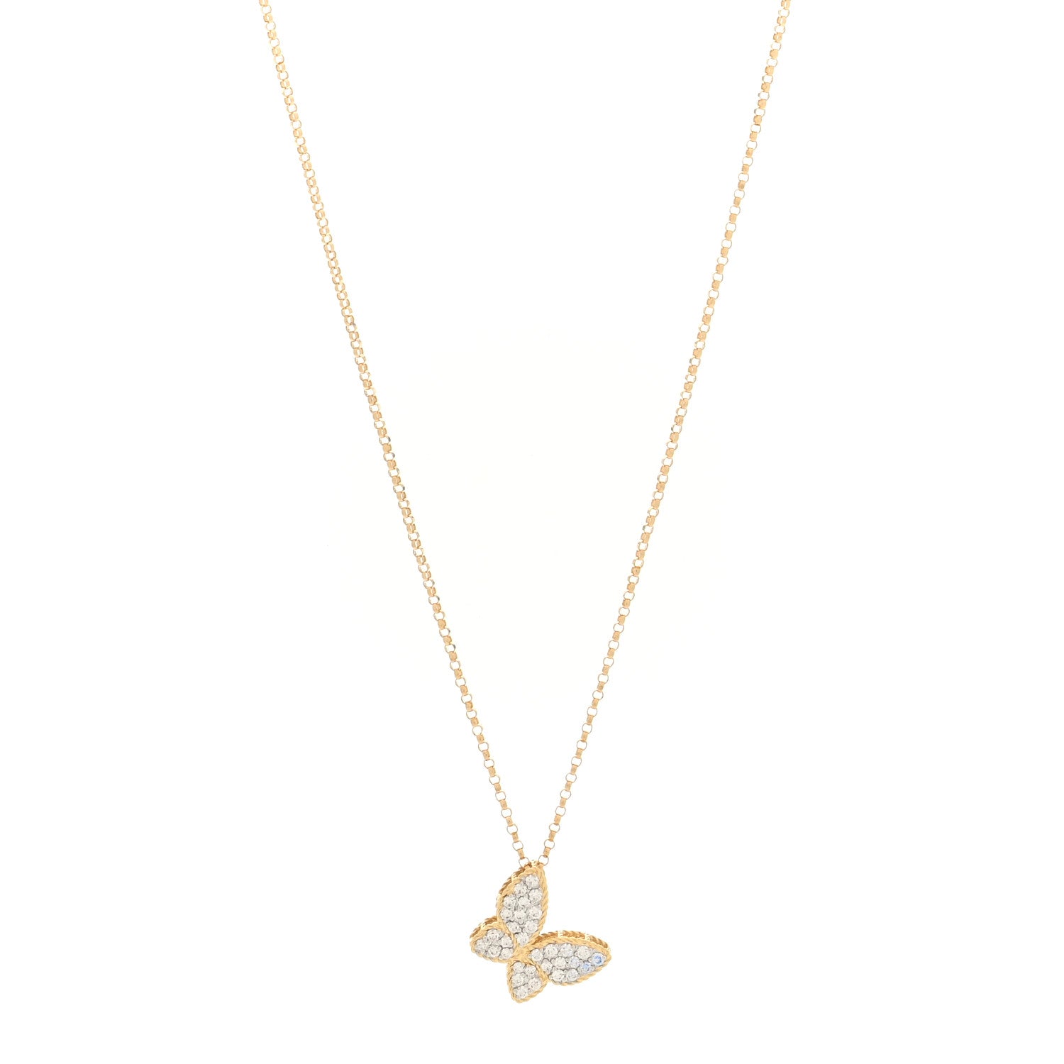 Roberto Coin 18K Yellow Gold Diamond Princess Butterfly Pendant Necklace 1 of 5