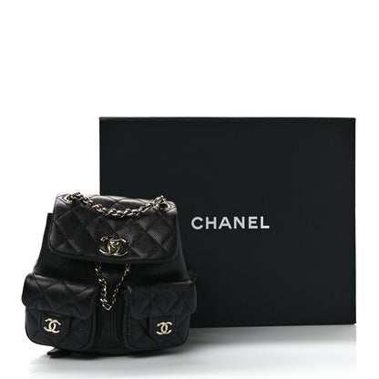 Chanel Shiny Caviar Quilted Small Duma Pockets Drawstring Backpack Black 9 of 9