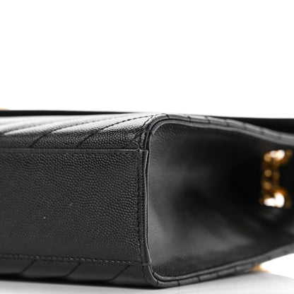 Saint Laurent Grain De Poudre Matelasse Chevron Large Monogram Satchel Black 9 of 9