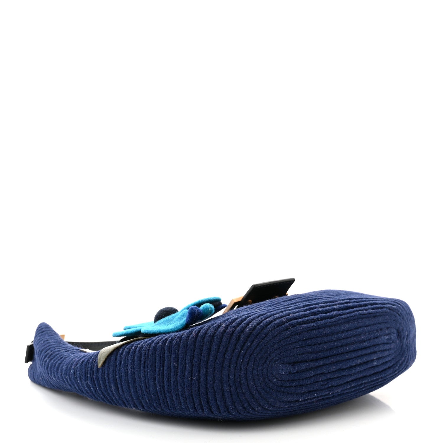 Fendi Wool Flowerland Hobo Blue 4 of 10