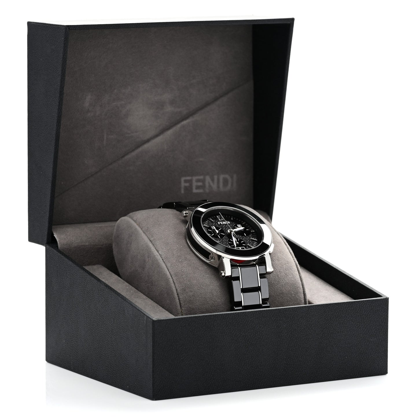 Stainless Steel Ceramic 38mm Chronograph Quartz Watch Black
