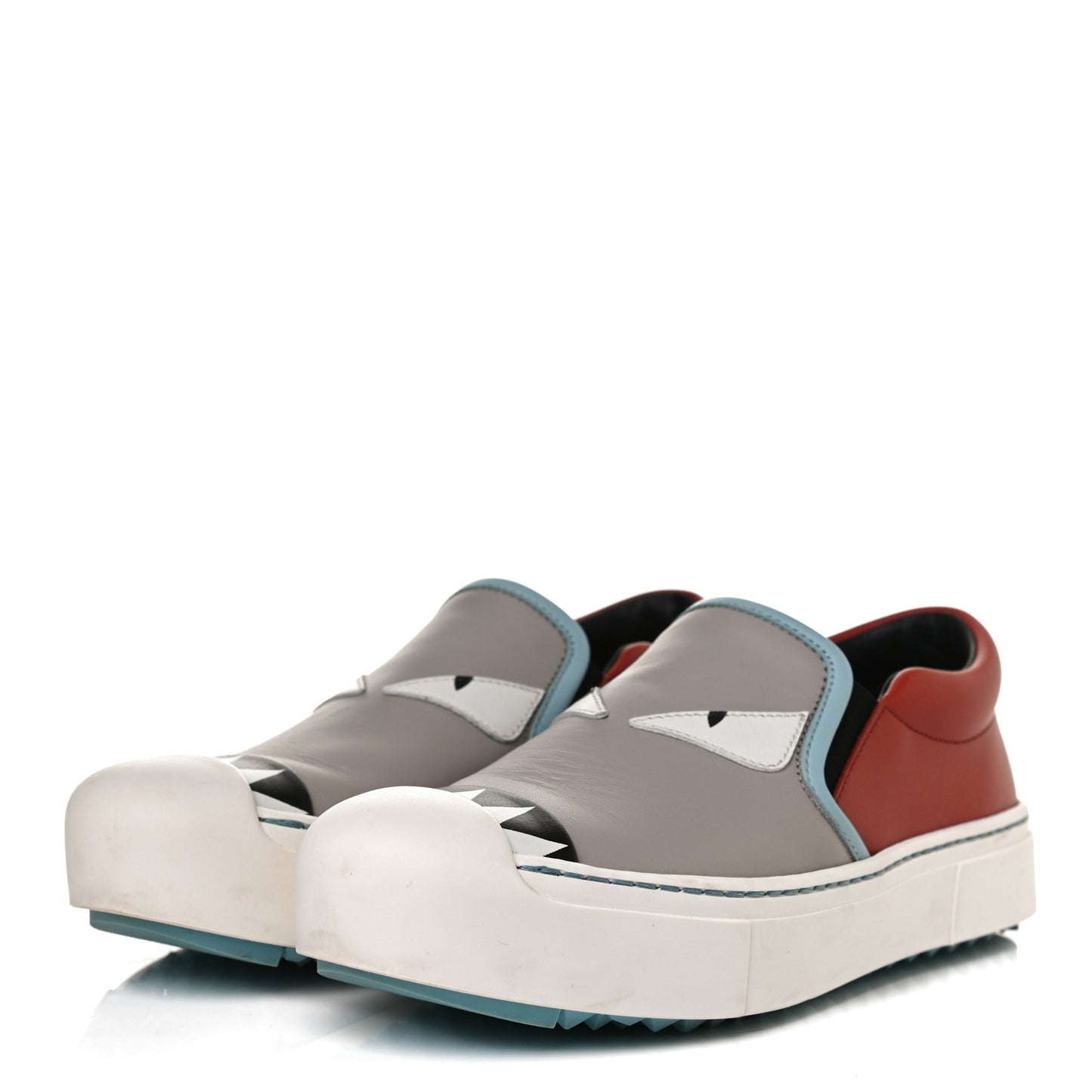 Vitello Elite Monster Bug Slip On Sneakers 35 Grigio Polvere Bloody Mary Pale Turquoise