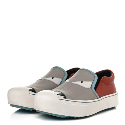Fendi Vitello Elite Monster Bug Slip On Sneakers 35 Grigio Polvere Bloody Mary Pale Turquoise 3 of 13