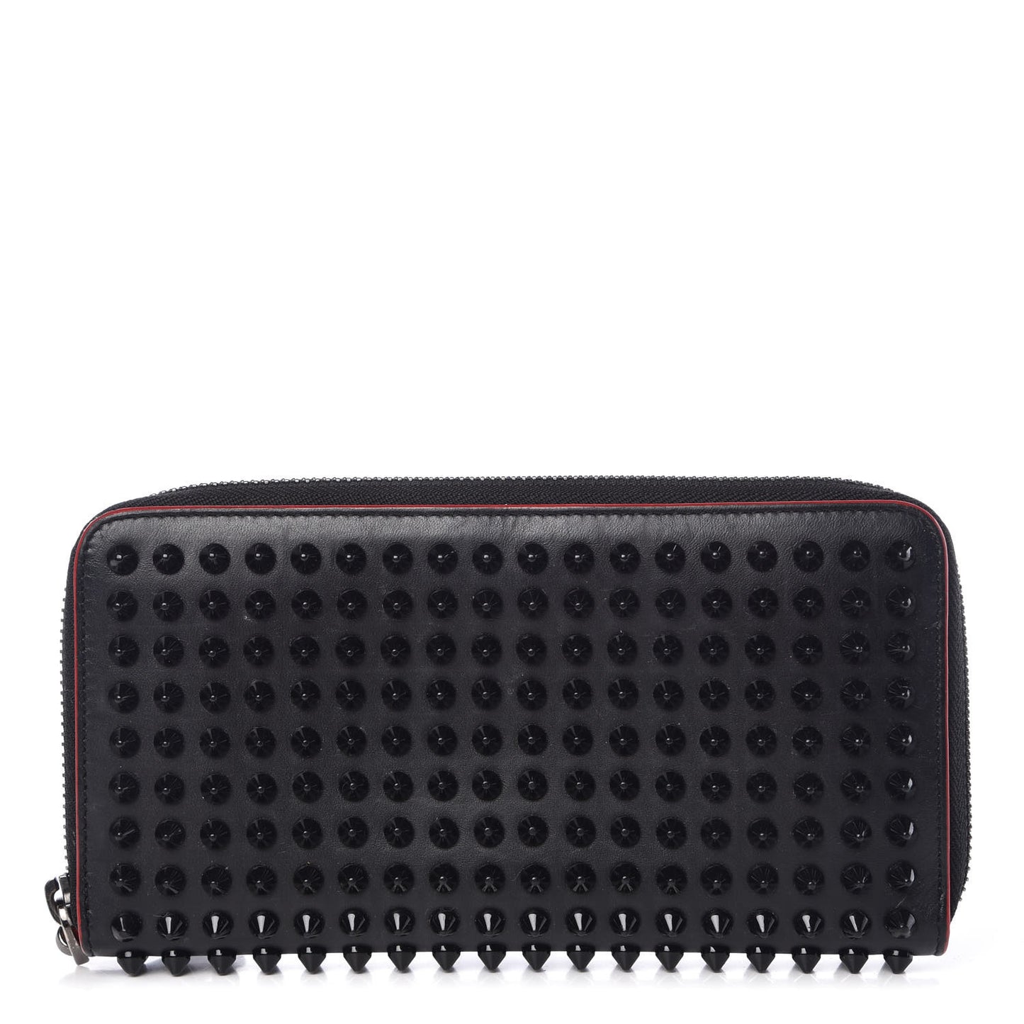 Calfskin Panettone Spiked Zip Around Wallet Black
