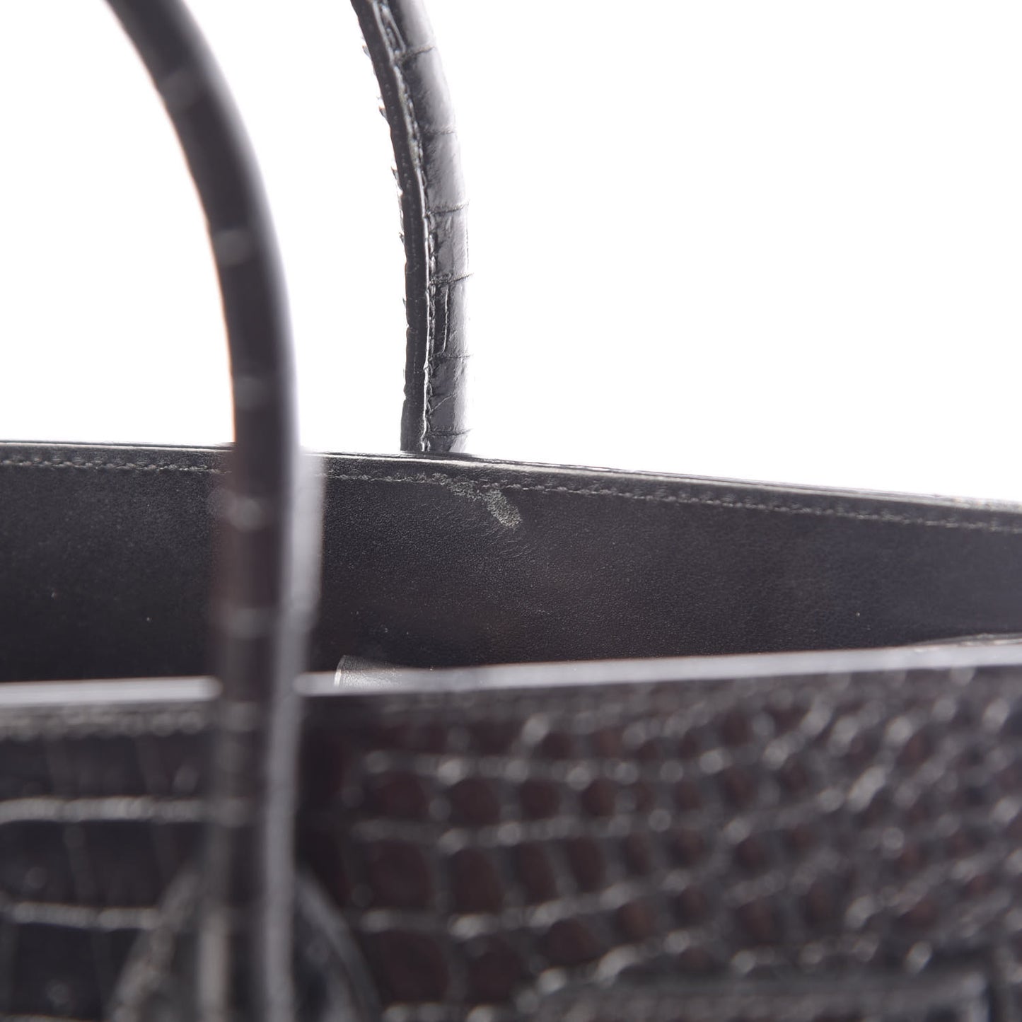 Calfskin Crocodile Embossed Baby Sac De Jour Black