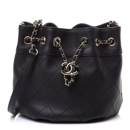 Chanel Calfskin Mini Drawstring CC Bag Black 1 of 12