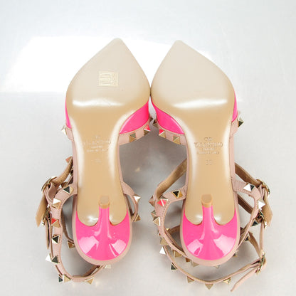 Valentino Garavani Patent Rockstud Ankle Strap 65mm Pumps 36 Fuxia Fluo Poudre 6 of 8