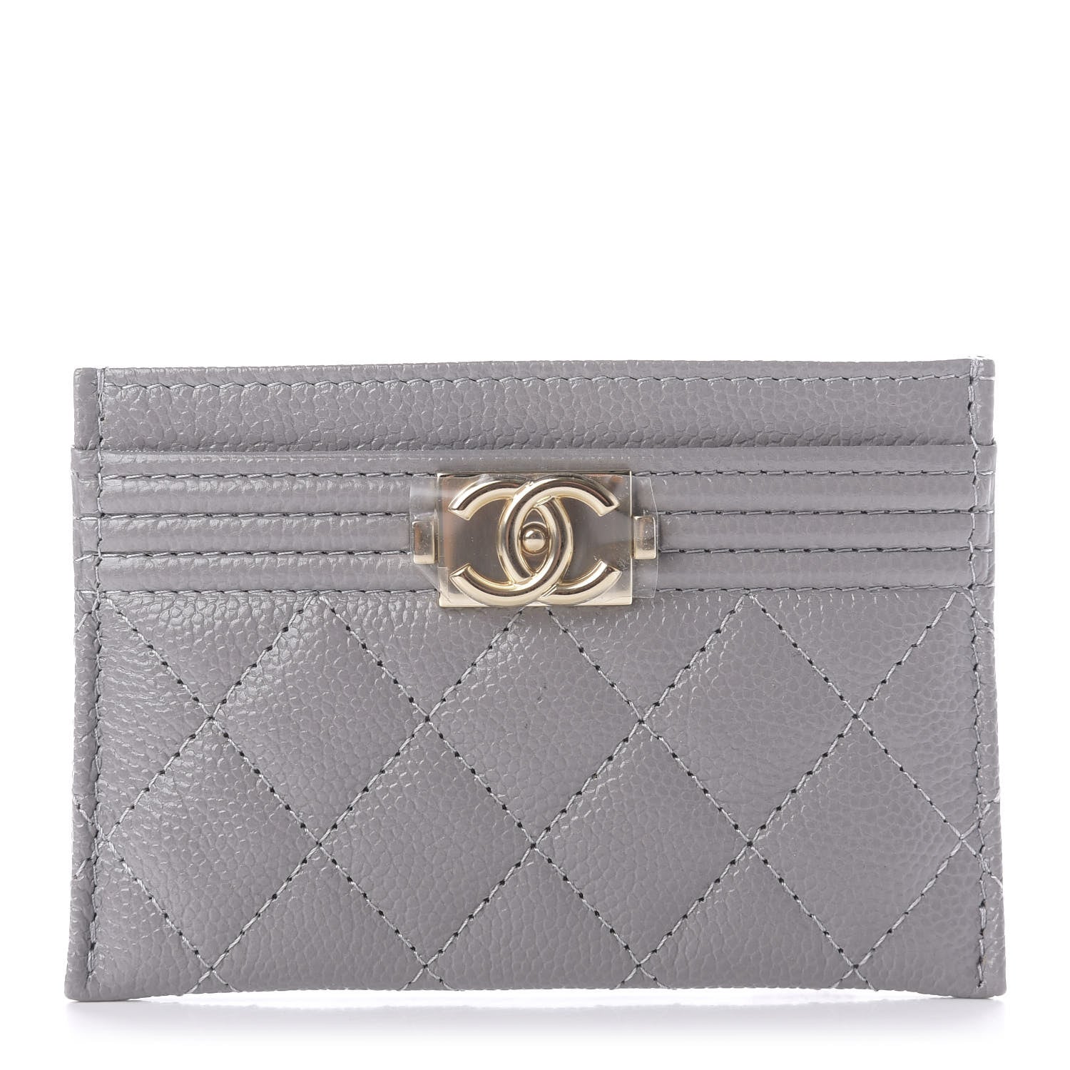 Chanel Caviar Quilted Boy Card Holder Grey 1 of 8