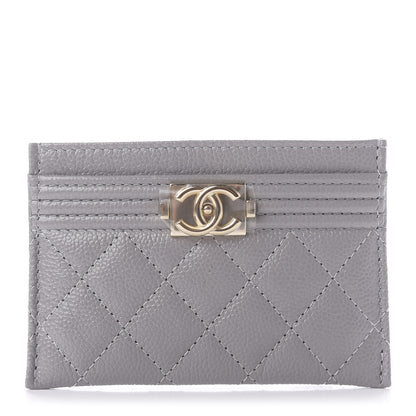 Chanel Caviar Quilted Boy Card Holder Grey 1 of 8
