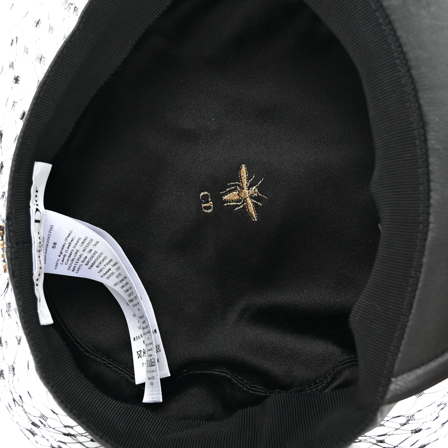 Calfskin Paris Revolution Cap With Veil 58 Black