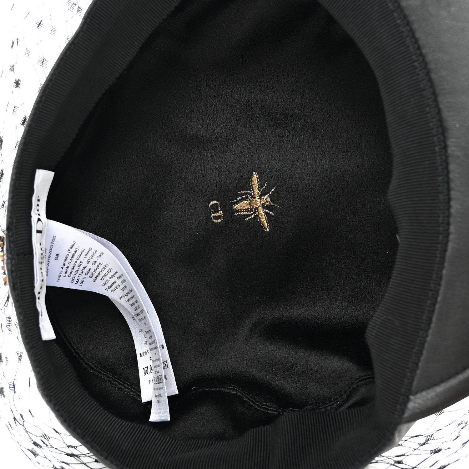 Christian Dior Calfskin Paris Revolution Cap With Veil 58 Black 7 of 11