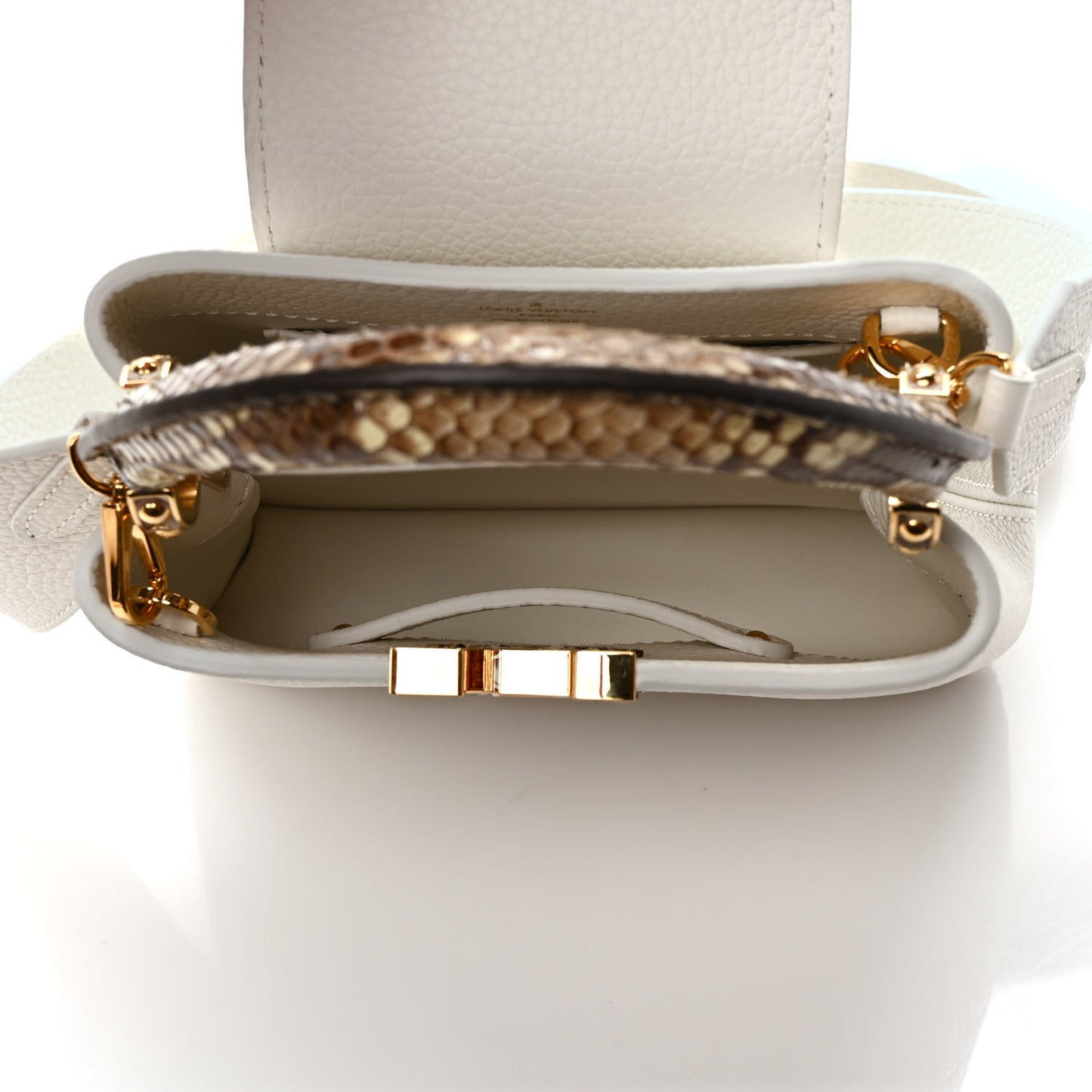 Taurillon Snakeskin Capucines Mini White