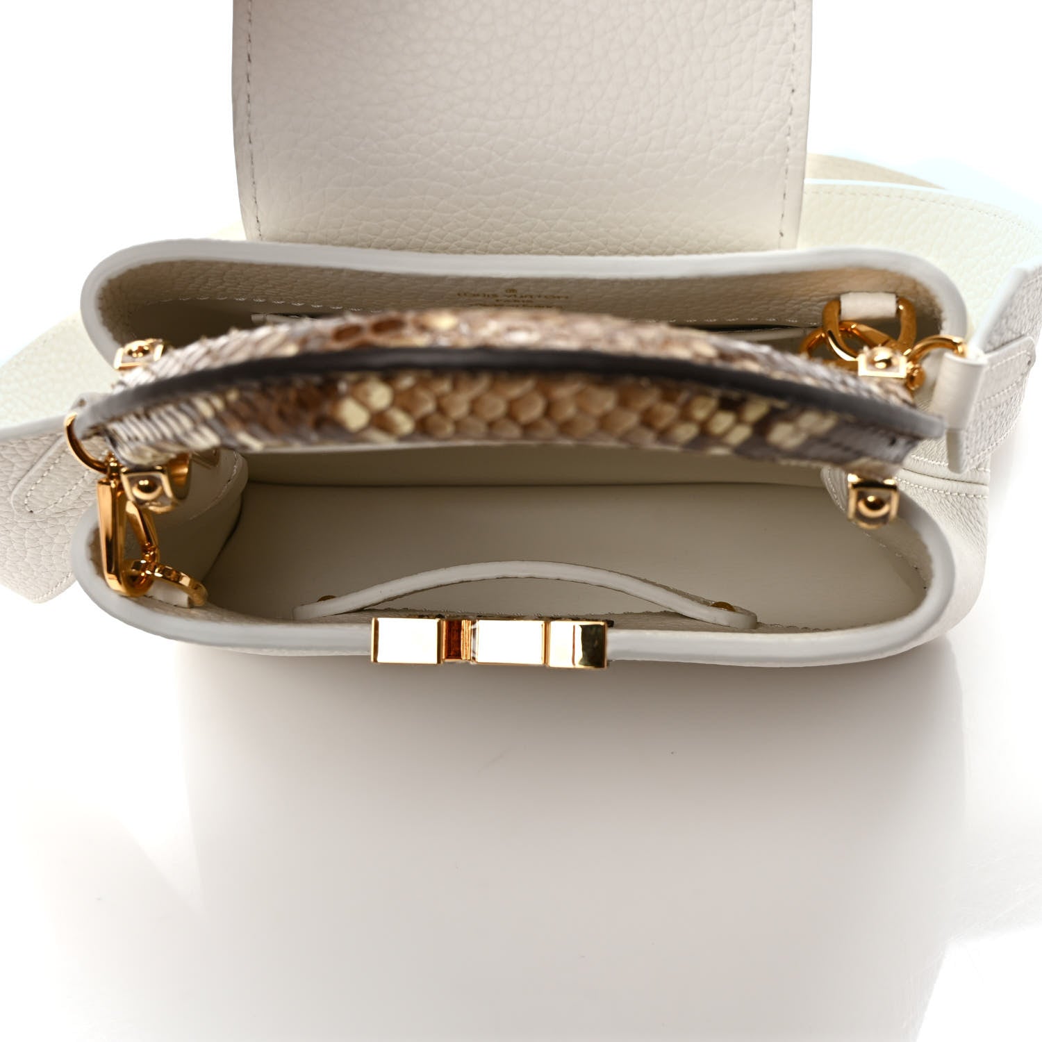 Louis Vuitton Taurillon Snakeskin Capucines Mini White 4 of 8