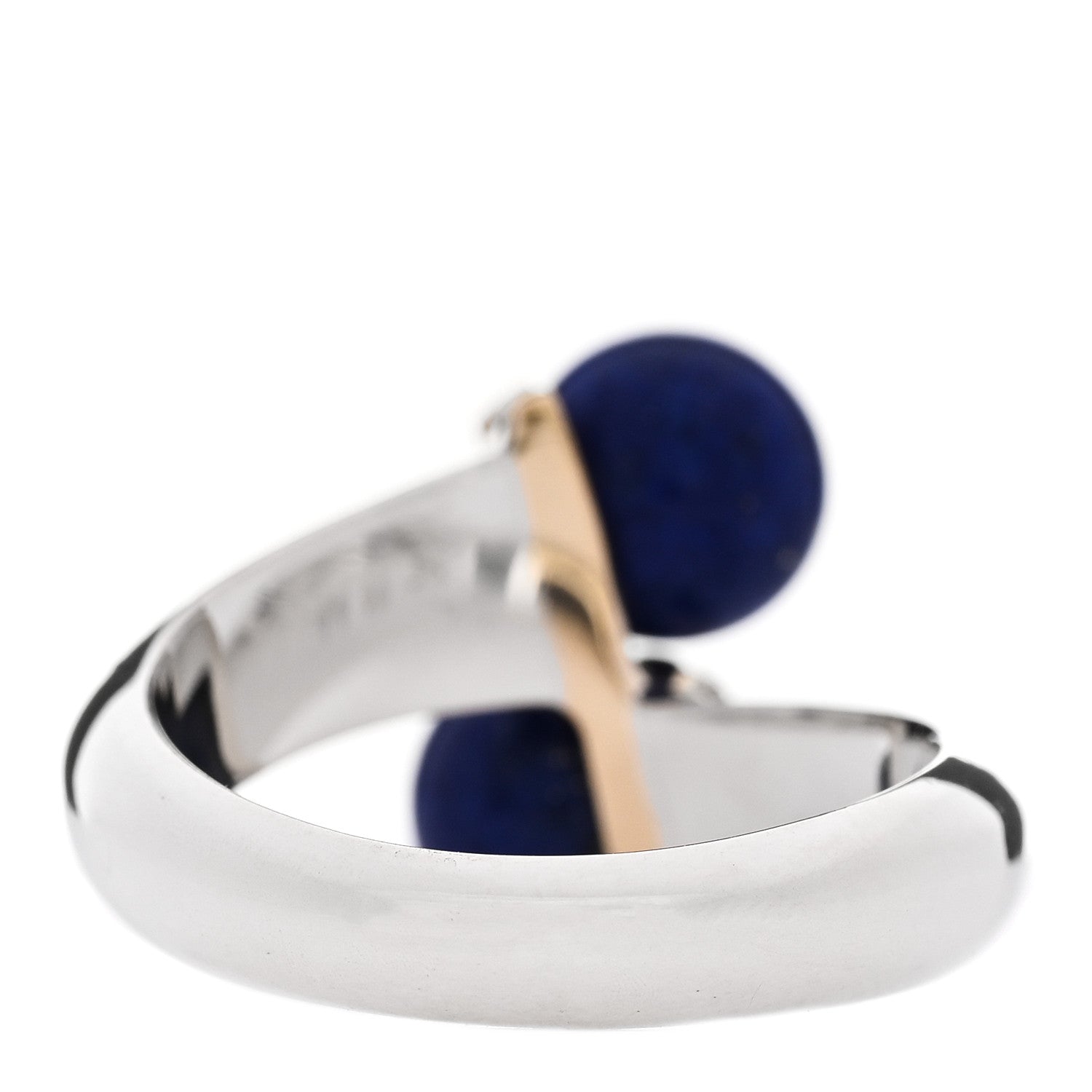 Tiffany Sterling Silver 18K Yellow Gold Lapis Bypass Ring 52 6 3 of 5